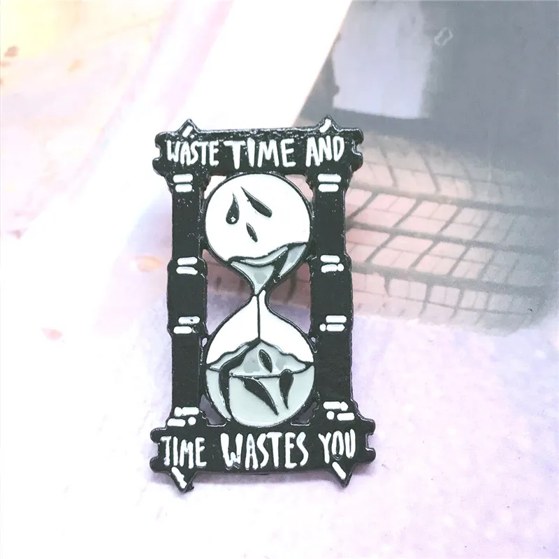 Grave Ghost Pin Time Wasting Your Horror Cartoon Badge Fun Badge Denim Clothes Pendant Jewelry Gift Brooch