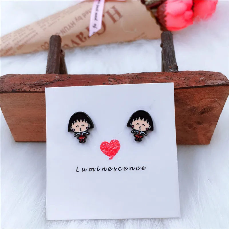EUPNHY 20 пар Chibi Maruko гипоаллергенный стержень серьги Мультяшные Сережки для женщин девушек пирсинг серьги ювелирные изделия - Окраска металла: 3