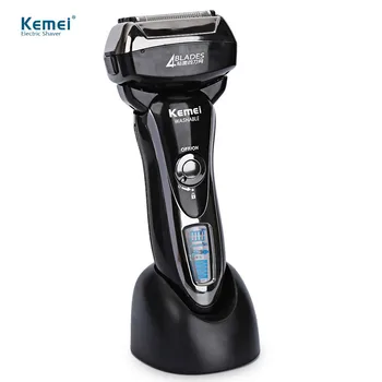 

Electric Shaver Razor Professional 4 Blade Hign Speed Motor Shaver Maglev Cutting System With LCD Display 100-240V Kemei-5568