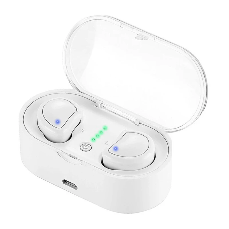 ABKT-Mini Twins настоящие беспроводные Bluetooth наушники, мини стерео Bluetooth наушники без рук, гарнитура с зарядной коробкой для телефонов - Цвет: White