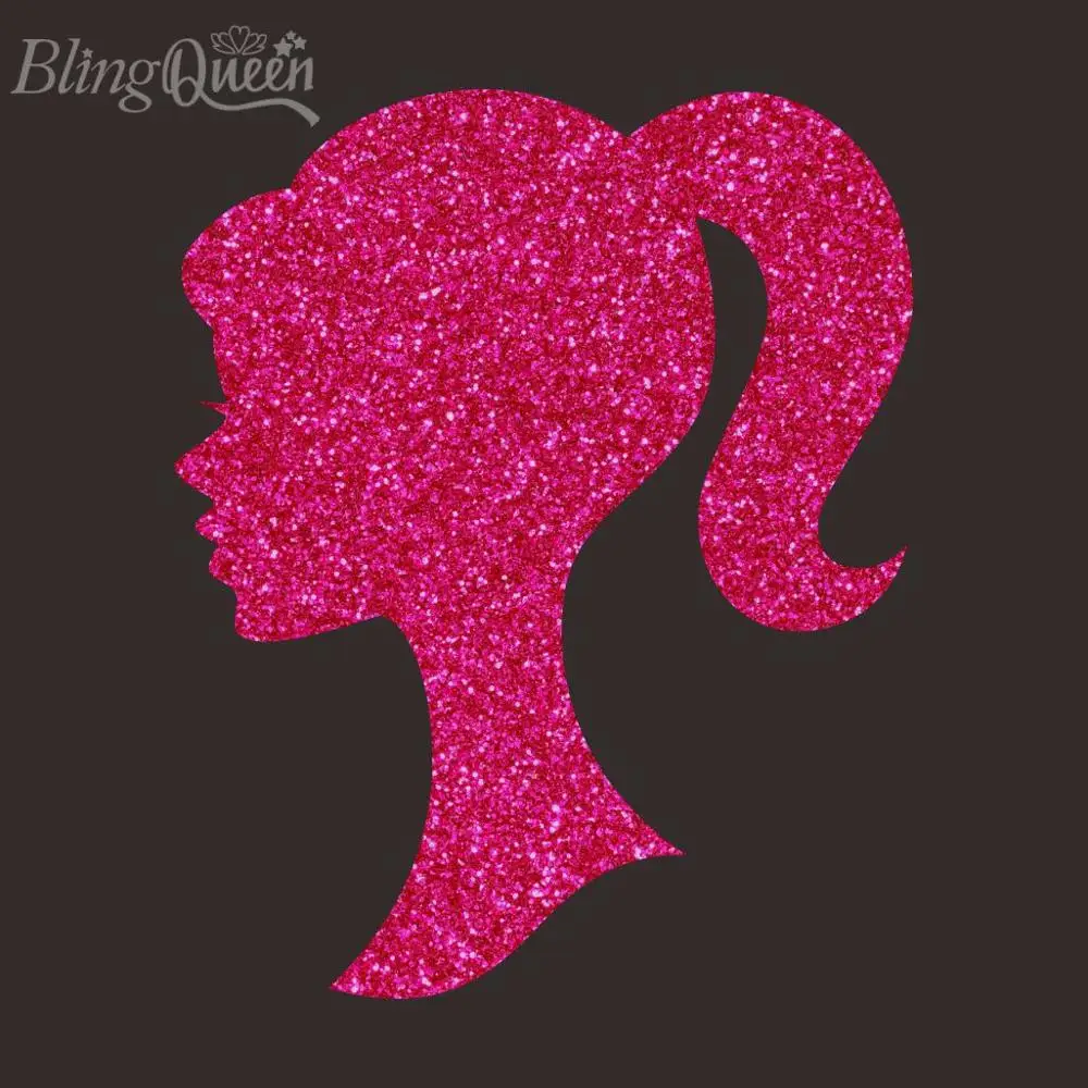 

BlingQueen 12PCS/LOT Glitter HTV Heat Transfers Vinyl Hot Fix Iron On Appliques Cute Girl, Colors and Sizes can be customized