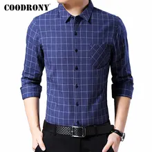 Бренд COODRONY, мужская рубашка, Классическая, в клетку, Бизнес Стиль, повседневные рубашки, длинный рукав, чистый хлопок, рубашка для мужчин, новинка, Camisa Masculina 96097