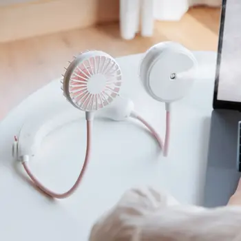 

Portable Hanging Neck Fan USB Rechargeable 3 Speed Settings Air Cooler Humidifier Purifier for Student Dormitory Home Office Use