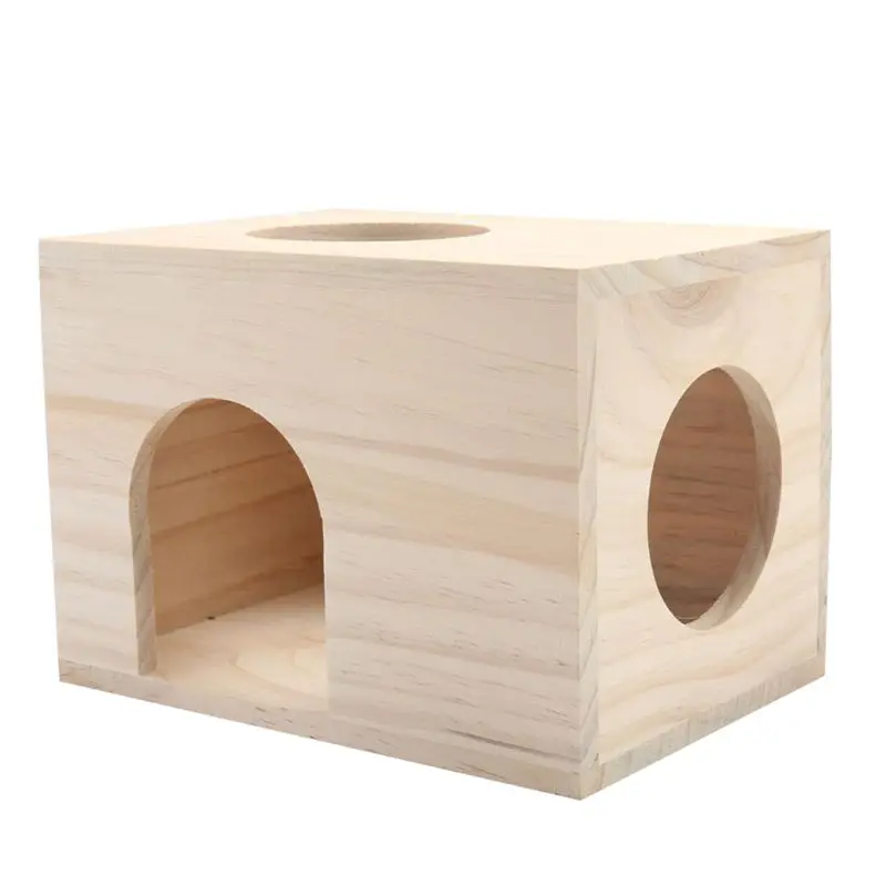 

Rectangular Chinchilla Chalet Toy Hamster Small Animal Wooden Toy House fixed Nest Pet Products 23*16*16cm