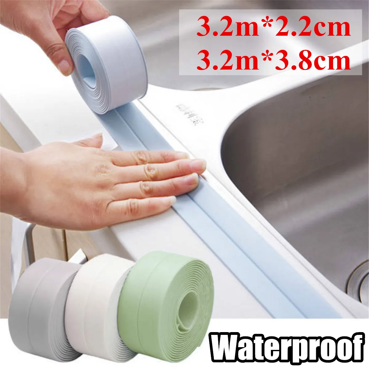 

1pc 3.4mx38mm Bathroom Shower Sink Bath Sealing Strip Tape White PVC Self adhesive Waterproof Wall sticker for Bathroom Kitchen