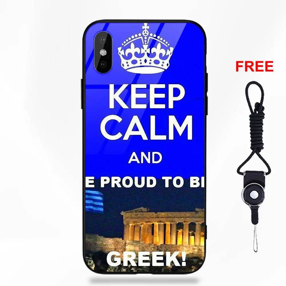 Keep Calm I'm греческий, Греция Флаг для Apple IPhone X XS Max XR 5 5C 5S SE, 6, 6 S, 7, 8plus, рисунок «сделай сам» Мягкий ТПУ чехол+ закаленное Стекло - Цвет: as picture