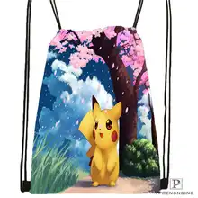 Изготовленная на заказ pikachu_and_kirby походная сумка на шнурке милый рюкзак для детей(черная спинка) 31x40 см#180611-01-09