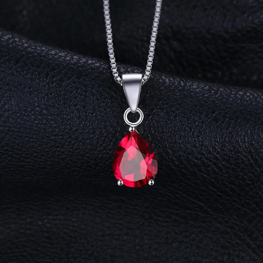 JewelryPalace 2.2ct Pear Natural Garnet 925 Sterling Silver Pendant Necklace for Women Fashion Gemstone Jewelry Choker No Chain