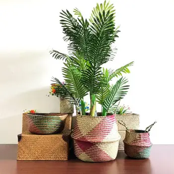 

Seagrass Storage Basket Flower Pot Natural Rattan Basket Plant Pot Toys Holder Laundry Basket Container Home Decoration