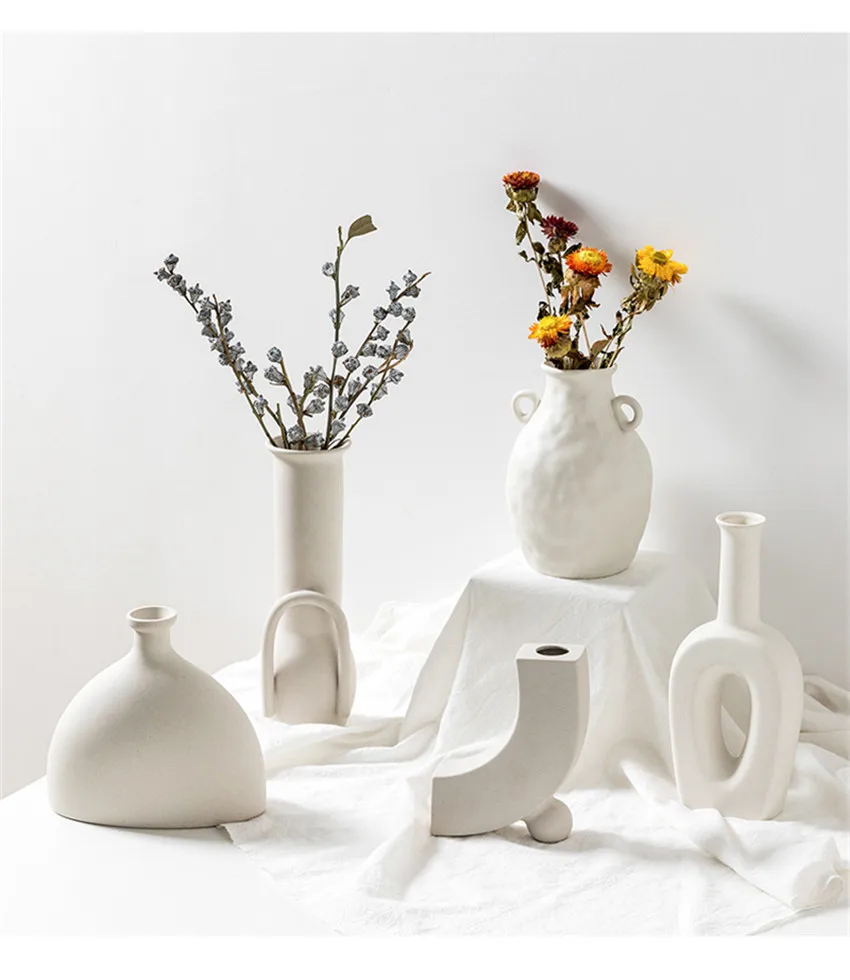 estilo nórdico, vaso de flores branco, ssmall,