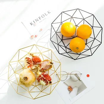 

Fruit Snacks Candy Basket Desktop Bedroom Kitchen Fruit Basket Decorations European iron Hollow Black Storage Basket wx11301727