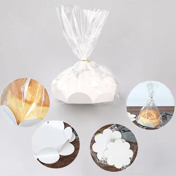 

10pcs 6/8inch Plastic Bag Wedding Favor Gift Bag With Paper Base&Gold Wire Ties Candy Cookies Chiffon Cake Wrapping Bags