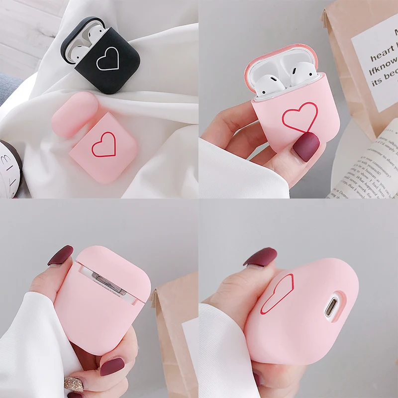 

Fashion Cute Heart Couples Case For Airpods Case Hard PC Wireless Bluetooth Earphone Case Cover For Air Pods Earphone Accessorie