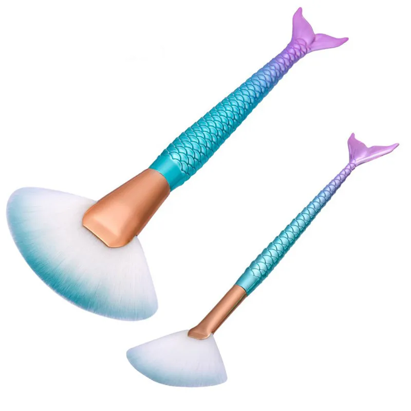 

Mermaid Makeup Brushes Super Soft Large/Samll Fan Cosmetic Make Up Tool Foundation Powder Contour Highlighter Brush
