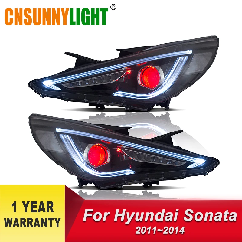 

CNSUNNYLIGHT Car Styling Headlight Assembly LED or HID Demon Eyes DRL Turn Signal Light accessories For Hyundai Sonata 2011~2014