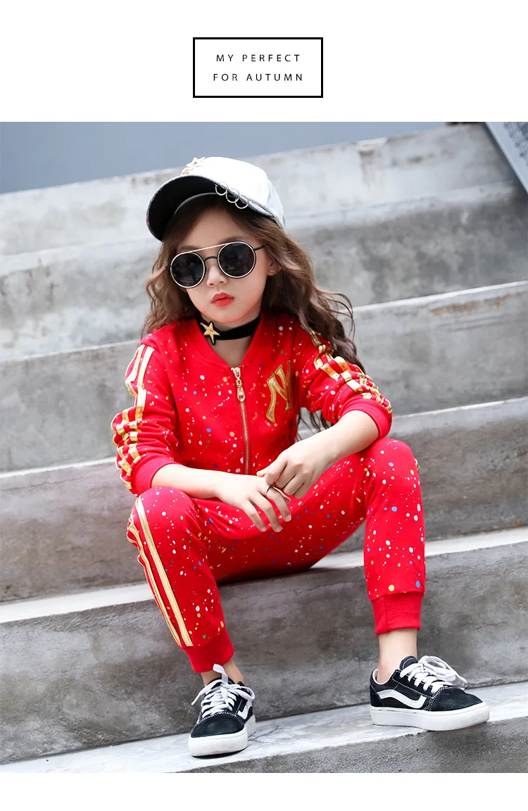 Girls Pure Cotton Set Big Boy New Style Sportswear Spring And Autumn Kids' Overcoat Fashion Casual Two-Piece Set