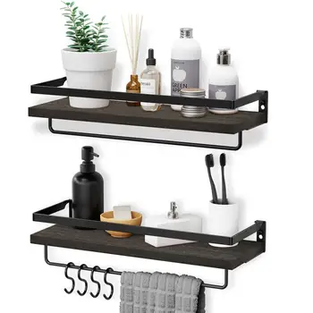 

HOMEMAXS Wooden Wall Shelves Floating Shelf Wall Mounted Storage Organizer Rack for Bedroom Living Room Kitchen Office