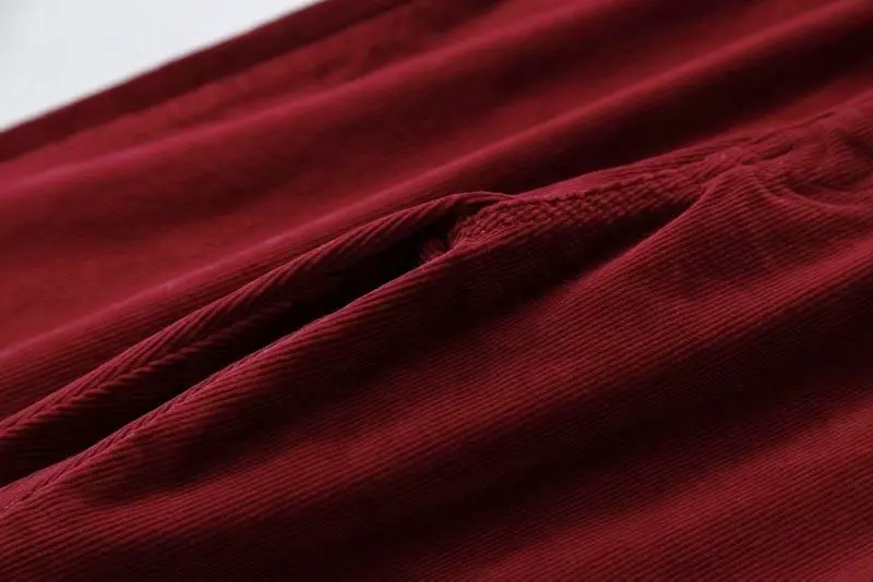 Женские вельветовые расклешенные брюки 2019 Новые Модные Винтажные винно красные