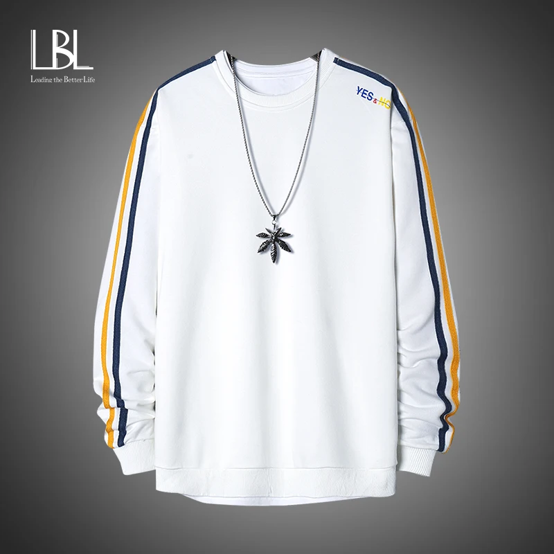 Hoodies Streetwear Sweatshirts Tracksuits Men Stripe Fleece Casual Solid Embroidery LBL