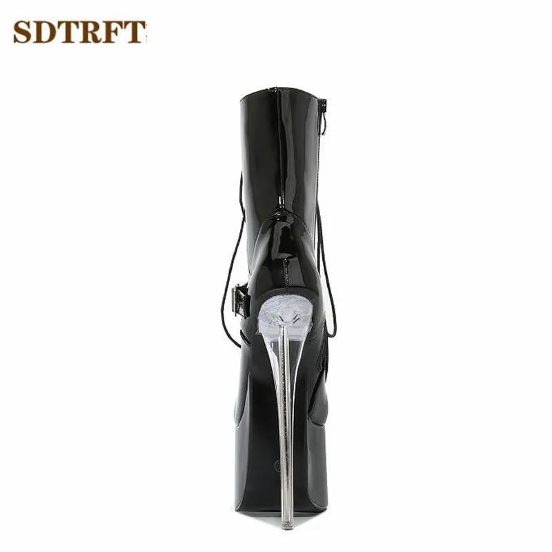 SDTRFT Pole dancing 20cm Thin Heels Stiletto Buckle Ankle Boots Platform Women PUNK Pumps ladies 8 Inches Fetish Ballet Shoes