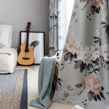

Watercolor Flower Curtains for Living Room Bedroom High Precision Shade Printed Curtains Environmentally Friendly Pastoral Style