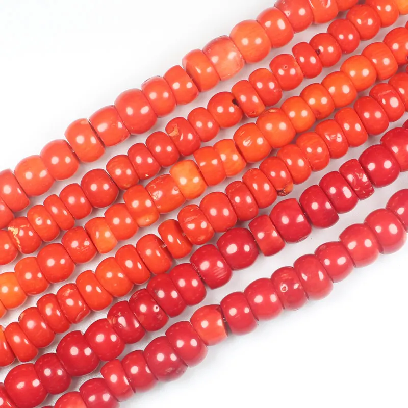 

Smooth Red/Orange Coral 5X10mm Irregular Rondelle Beads 15inch per strand, For DIY Necklace Bracelat Jewelry Making !