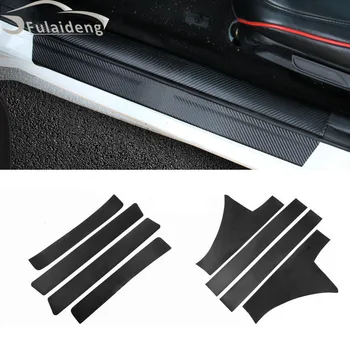 

For Honda Civic 2016-2018 Leather carbon fiber Door Scuff Plate Door Sill Entry Guard trim Sticker Car Styling