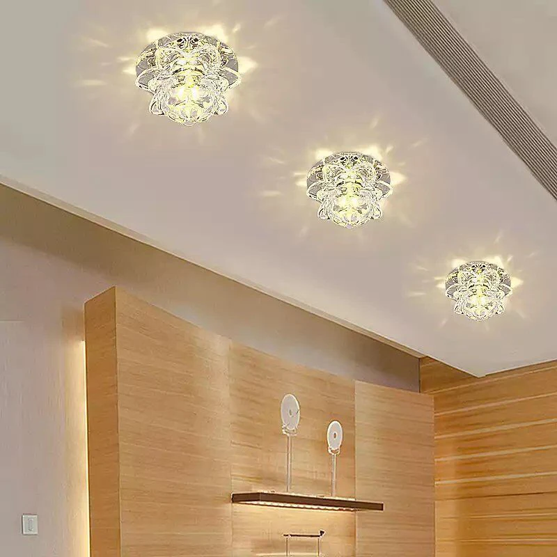 

Modern Crystal LED Ceiling Light Fixture Lotus Pendant Lamp Chandelier Decor 5W