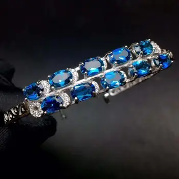 

Real And Natural Blue Topaz chain bracelet Free shipping Natural real Topaz 925 sterling silver