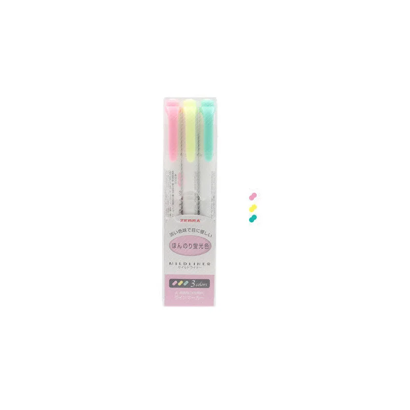 3pcsFluorescentColor Zebra Mildliner хайлайтер двойной лайнер маркер ручка японский мягкий лайнер маркер ручка - Цвет: 3pcsFluorescentColor
