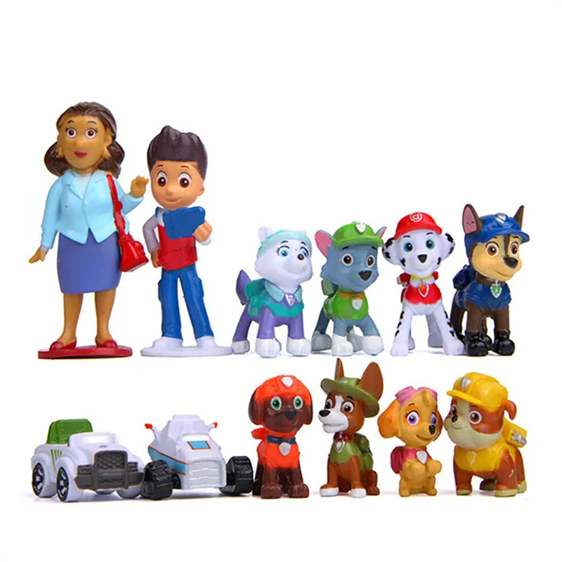 B12Pcs 12 шт., Щенячий патруль, Patrulla Canina, ПВХ, фигурка, аниме, Щенячий патруль, игрушка, Щенячий патруль, собачий патруль, детские игрушки для детей 2D08 - Цвет: B12Pcs