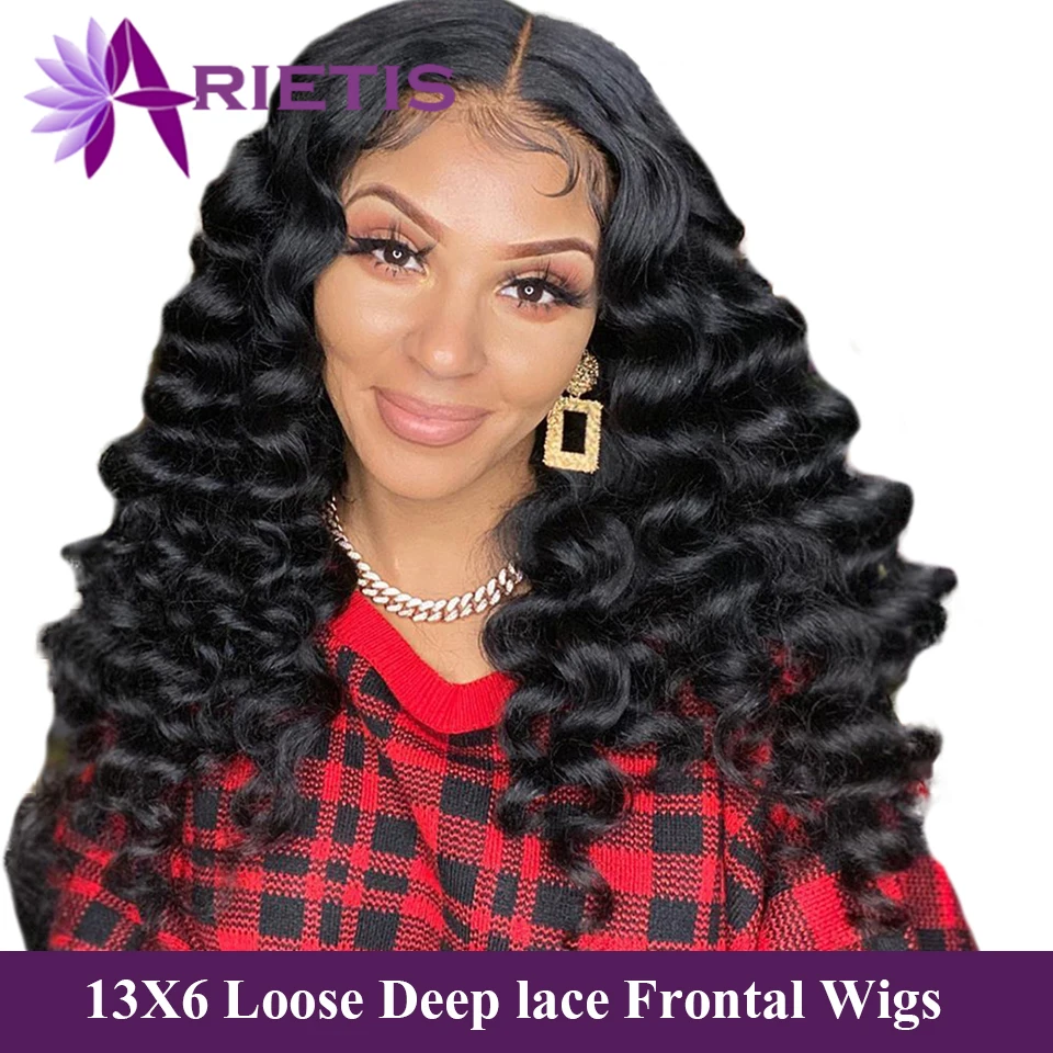 

loose deep Wave Wig Glueless Lace Front Human Hair Wigs For back Women PrePlucked Hairline Remy 13x6 Lace Frontal Wig Peruvian