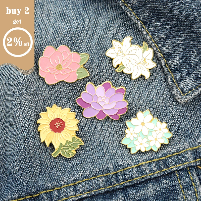 Enamel pins Cherry Flower Series Enamel Pins Pink Blossom Sakura Brooches Anniversary Bag Lapel Pin Badge Jewelry Gifts For Women Friends