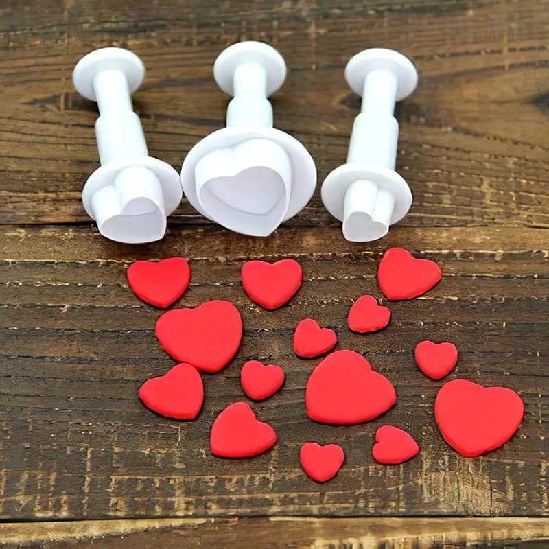 Cookie Cutters Heart Star Round Square Flower Shape Fondant Cake Decorating Gum Paste Pastry Sugar Craft Cutter Molds 3/4Pcs