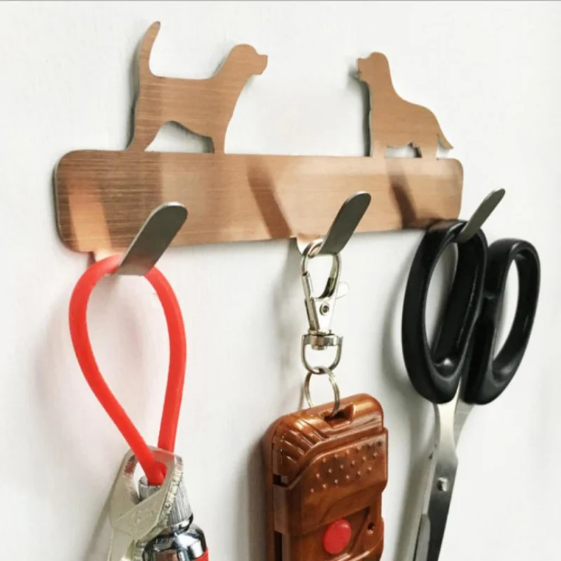 

Dog Shaped Stainless Steel Wall 3 Hooks, Bathroom Punching-free Clothes Hanger Back Door Hanging Peg for Towel