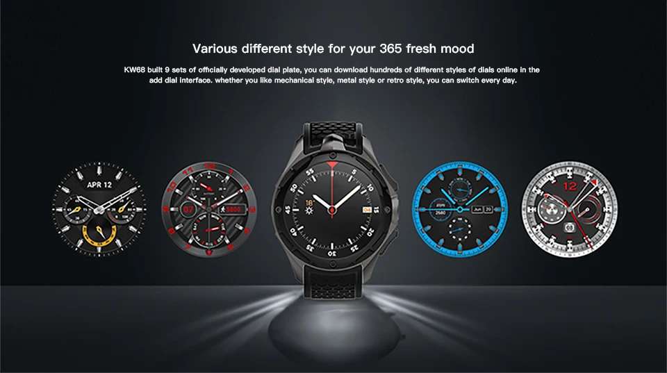 KOSPET KW68 1 ГБ 16 ГБ Android Smartwatch 2.0MP камера 1,3" AMOLED gps спортивные умные часы для мужчин sim-карта wifi монитор сердечного ритма