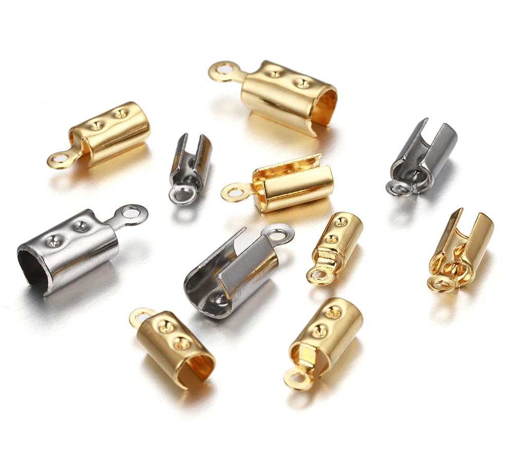 30 Stück Edelstahl Crimp Caps DIY Halskette Kette Verschluss Anschlüsse Schnüre Seil Armband Endkappen Schmuckherstellung DIY Zubehör – Detail 2