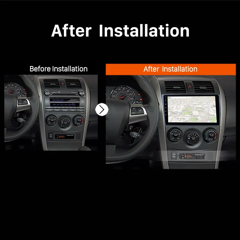Best Harfey Car GPS Navi Multimedia Player 2DIN Android 9.0 HD For Toyota Corolla 2006 2007 2008-2012 with 3G WiFi Bluetooth DVR DAB+ 1