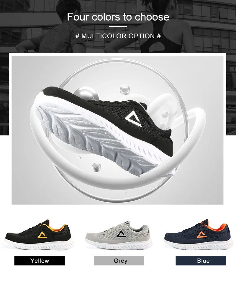 PEAK High-tech Running Shoes For Men Breathable Honeycomb Mesh Sneakers Lightweight EASY FLEX System fitness Workout Shoes