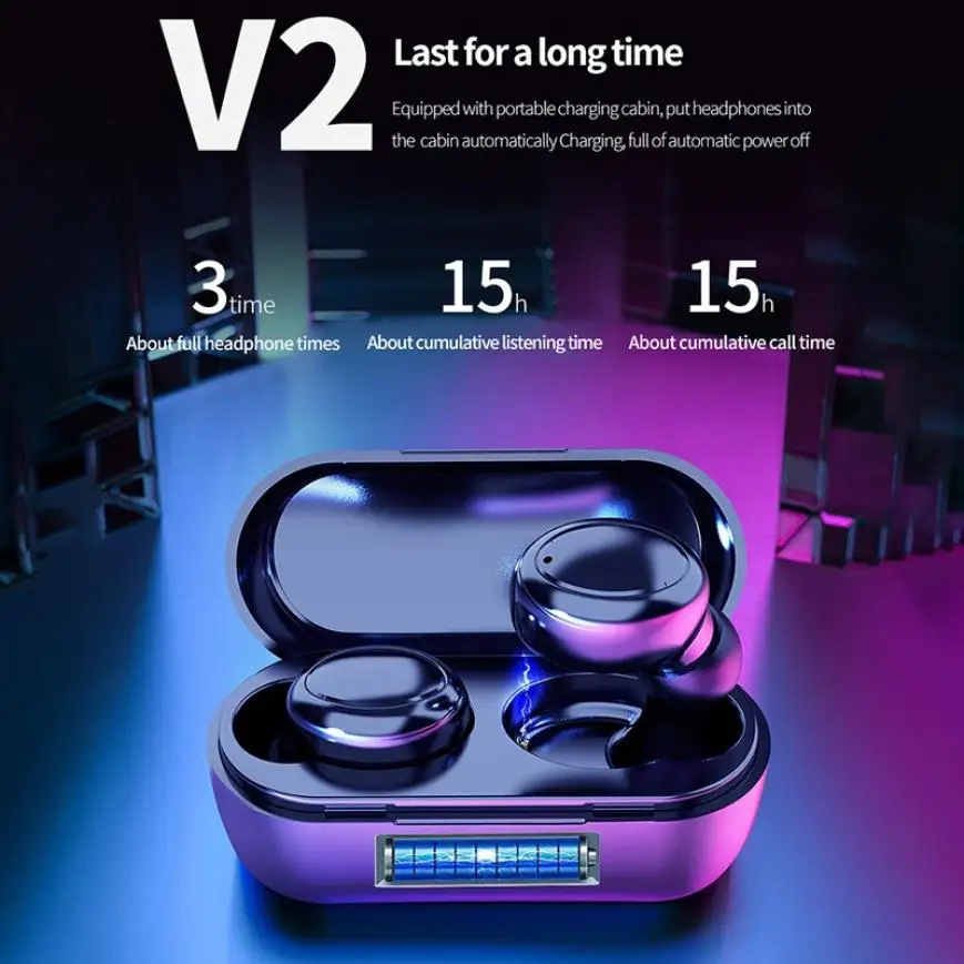 Waterproof TWS Sports Wireless Bluetooth Earphone Mini Hifi Stereo Headphone Touch Control Headset PC Gaming Earbuds for Mic