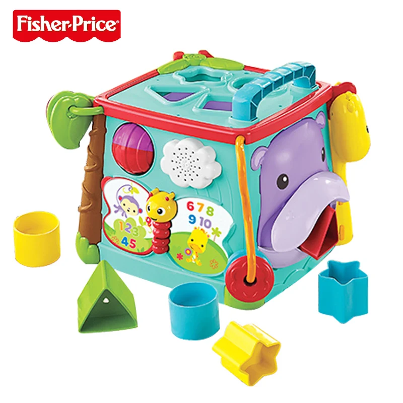 Fisher Price бренд светодиод автомобильной шины CAN Play& Learn развивающий куб оживленная коробка развивающие игрушки для детей Малыш подарок на день рождения