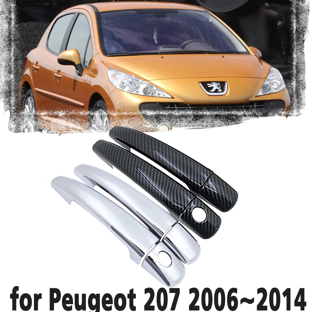 

Black Carbon Fiber handle Or Chrome Side Door Cover Trim Set for Peugeot 207 207SW SW CC 2006~2014 Car Accessories 2007 2008