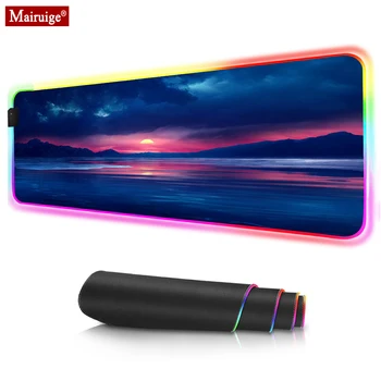 

Sunrise Sea Sky Gmaing LED Mousepad RGB Glow Colorful Large Mouse Pad XXL Computer PC Gamer Desk Mat for Laptop Table Pads