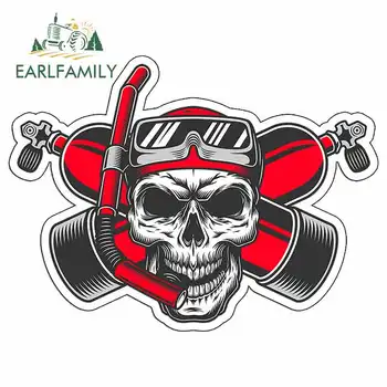 

EARLFAMILY 13cm x 9.6cm for Skull Diver Down Cartoon Car Stickers Bumper Trunk Truck Graphics JDM Vinyl Car Wrap Accessories
