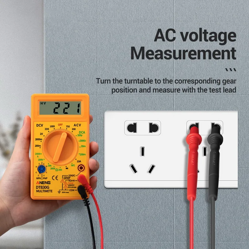 1 шт. DT830G мультиметр AC/DC Цифровой 750/1000 В Автоматический диапазон ручные ЖК-цифровые мультиметры Вольтметр Амперметр Ом тестер