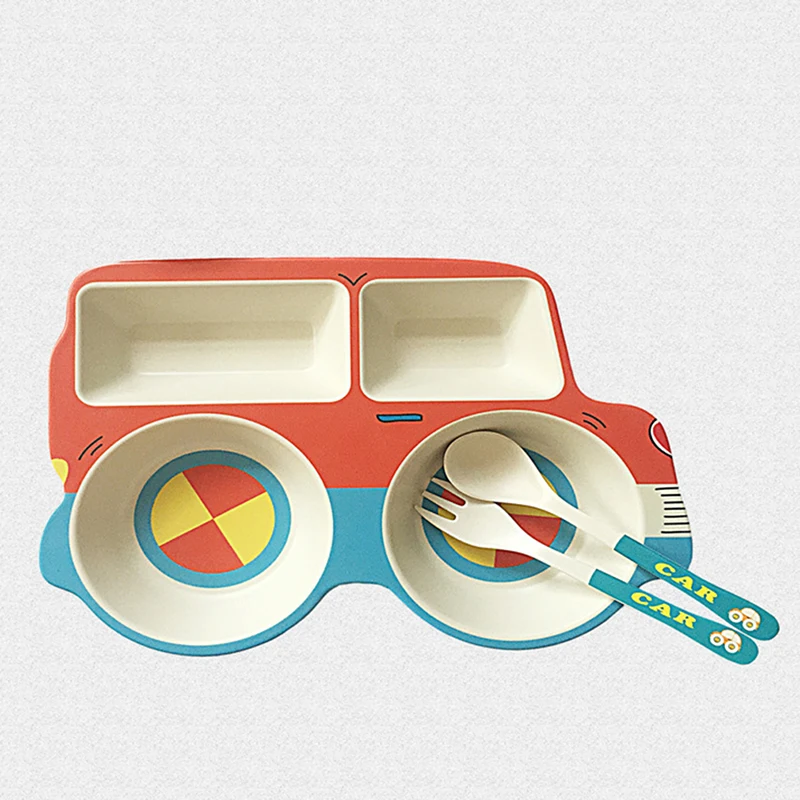 Детские кухонные аксессуары милая посуда для малышей автомобильный отсек миска