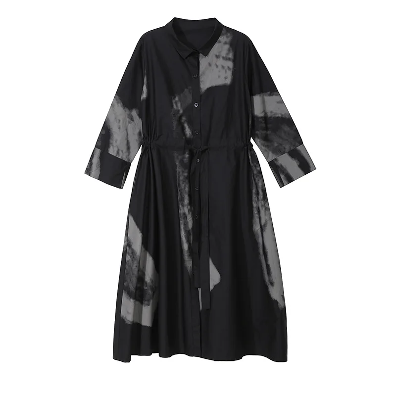 SuperAen Платье с принтом женское осеннее Новое хлопковое повседневное женское платье с длинным рукавом европейская дикая модная женская одежда