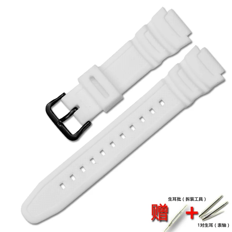 White black buckle Аксессуары для часов 18 мм Мужской резиновый ремешок Пряжка для Casio AE-1200WH W-216H F-108WH SGW500 W-S210 женский силиконовый спортивный ремешок - Цвет ремешка: White black buckle