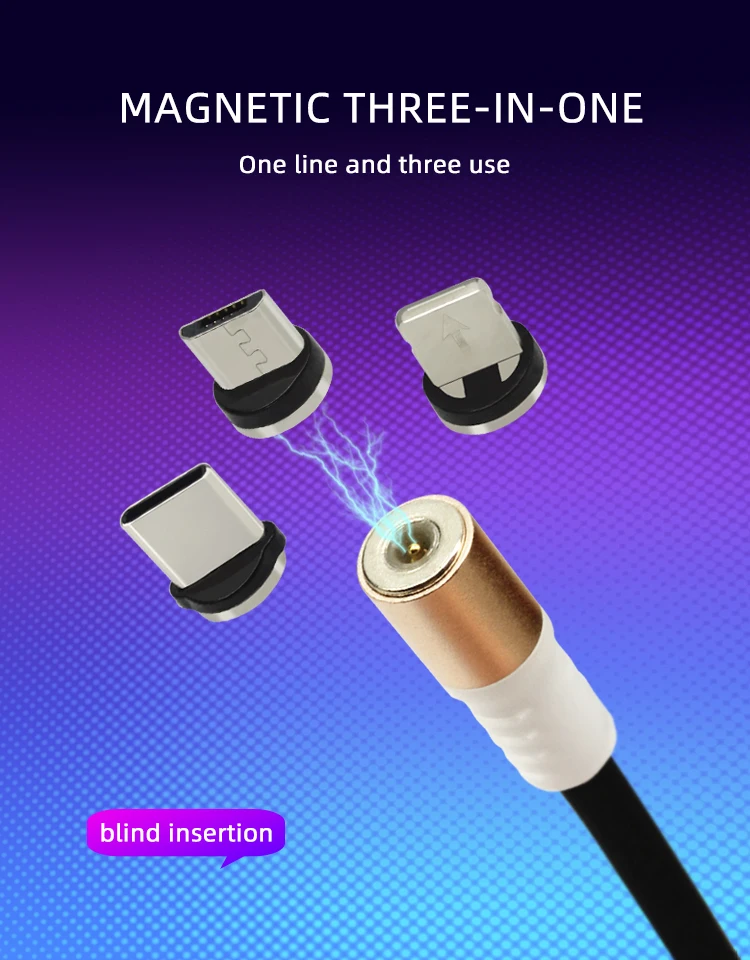 Магнитный зарядный usb-кабель CHAURE type C, светящийся провод для передачи данных Micro USB для Iphone, голосовое управление, светодиодный usb-кабель