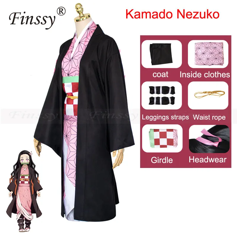 

Anime Exhibition Cartoon Character Cosplay Costume Demon Slayer Kimetsu no Yaiba Tanjirou Nezuko Cosplay Kimono Wig